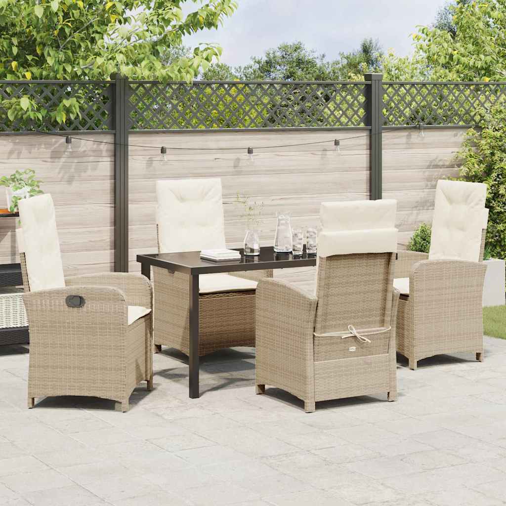 Garten Essgruppe mit Kissen 5 pcs Beige Poly-Rattan