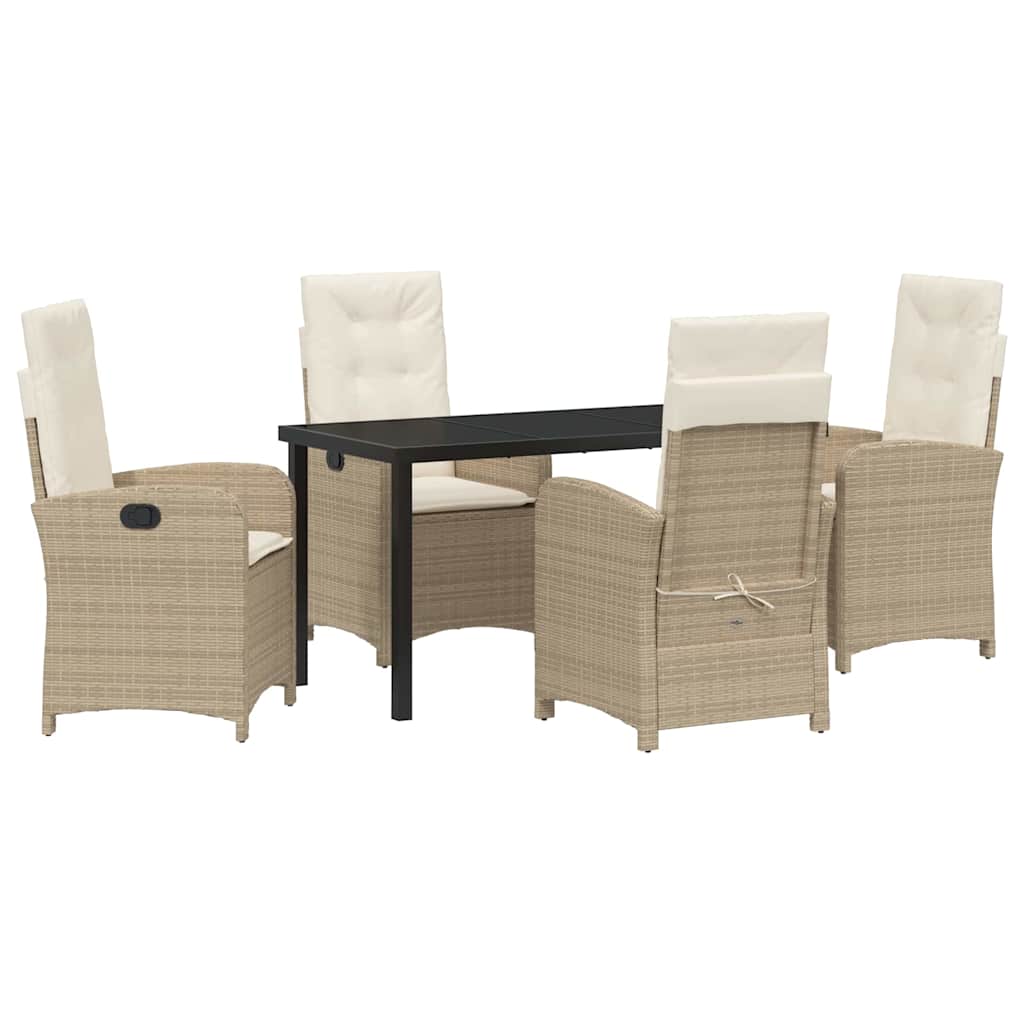 Garten Essgruppe mit Kissen 5 pcs Beige Poly-Rattan