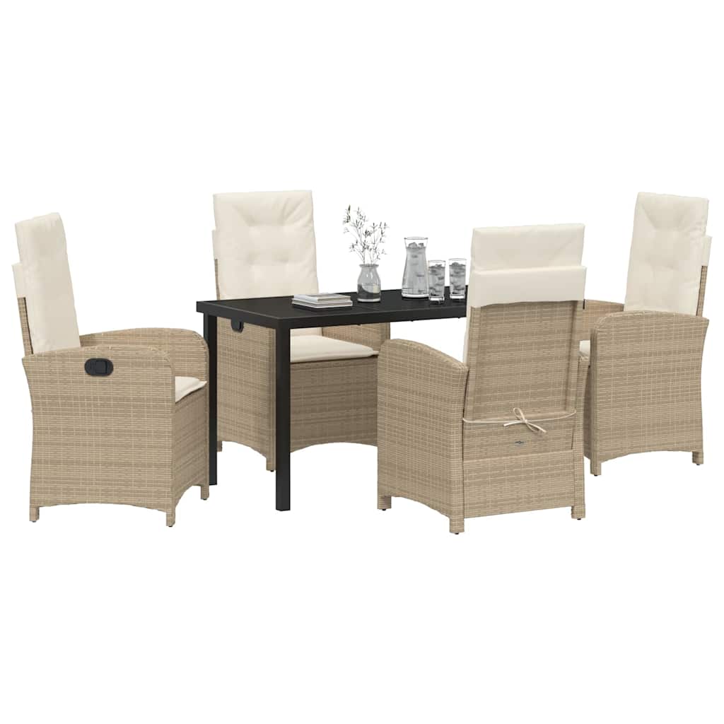 Garten Essgruppe mit Kissen 5 pcs Beige Poly-Rattan
