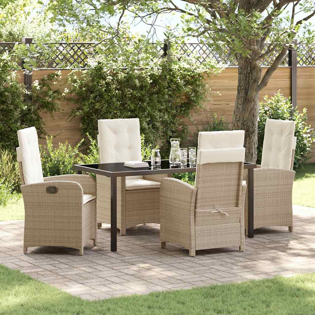 Garten Essgruppe mit Kissen 5 pcs Beige Poly-Rattan