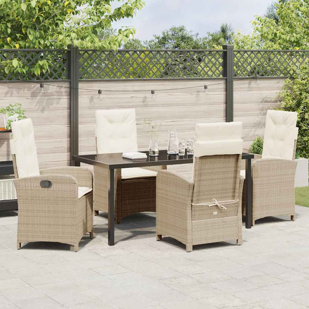 Garten Essgruppe mit Kissen 5 pcs Beige Poly-Rattan