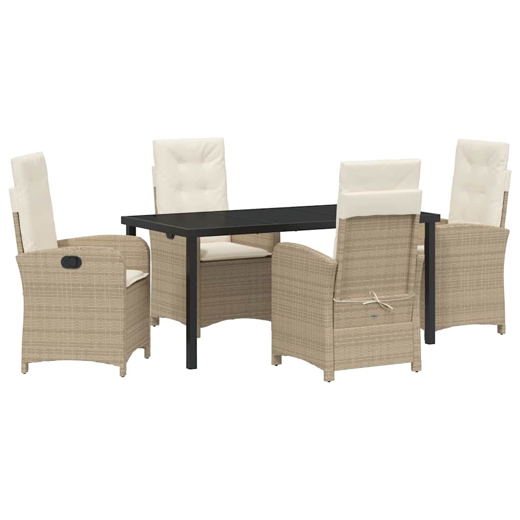 Garten Essgruppe mit Kissen 5 pcs Beige Poly-Rattan