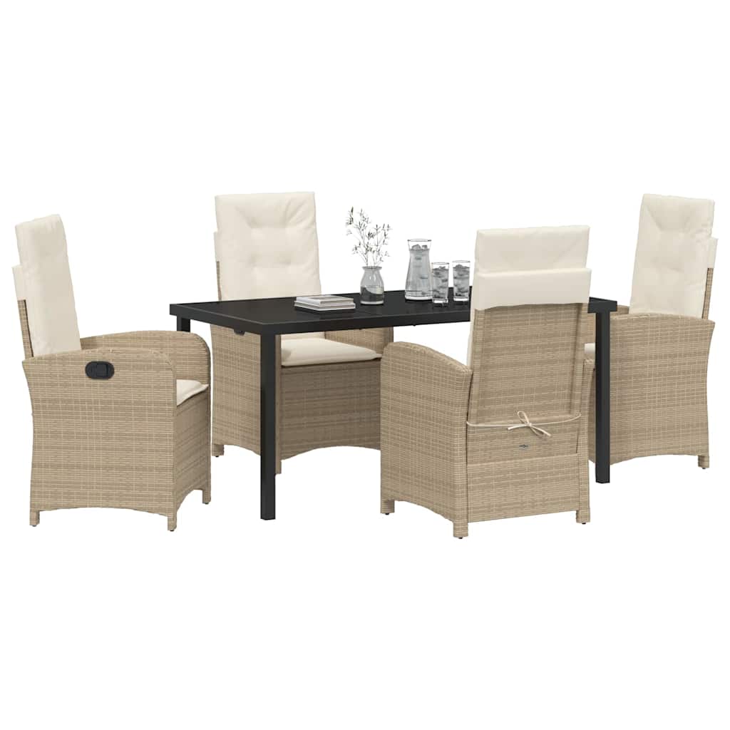 Garten Essgruppe mit Kissen 5 pcs Beige Poly-Rattan