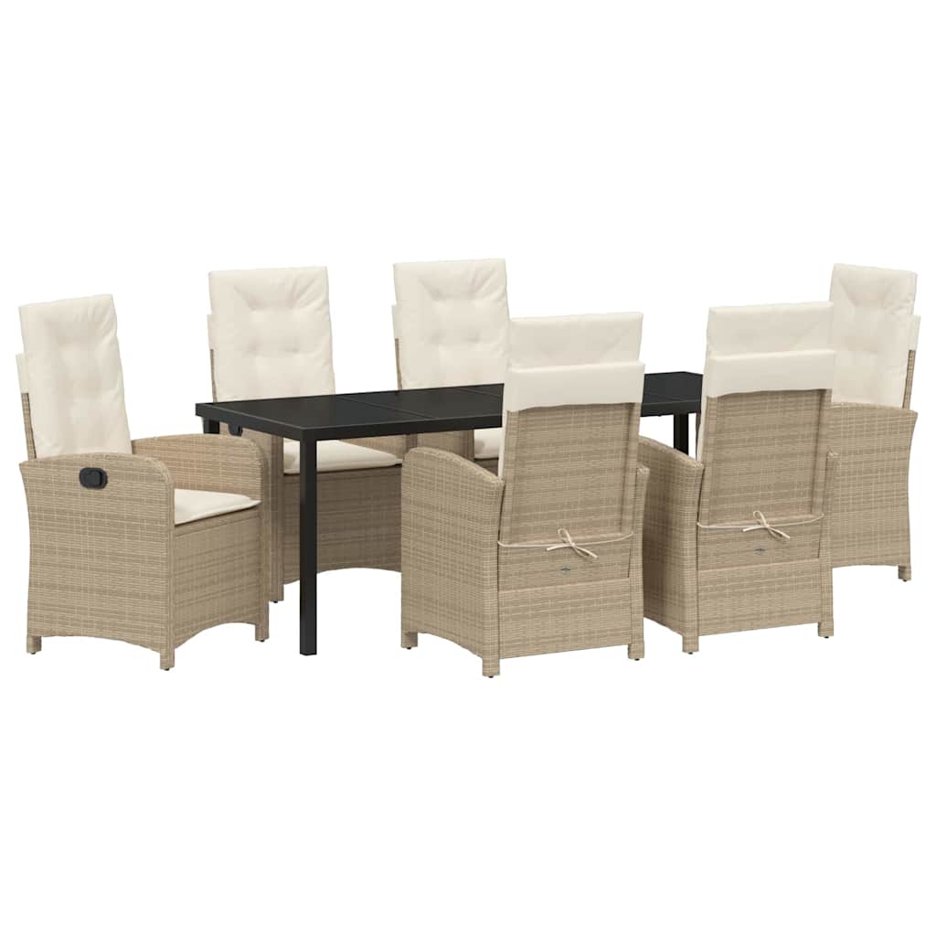 Garten Essgruppe mit Kissen 7 pcs Beige Poly-Rattan