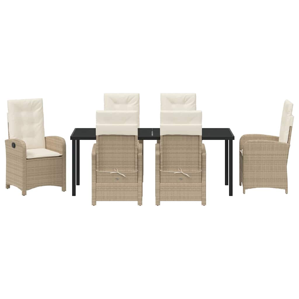 Garten Essgruppe mit Kissen 7 pcs Beige Poly-Rattan