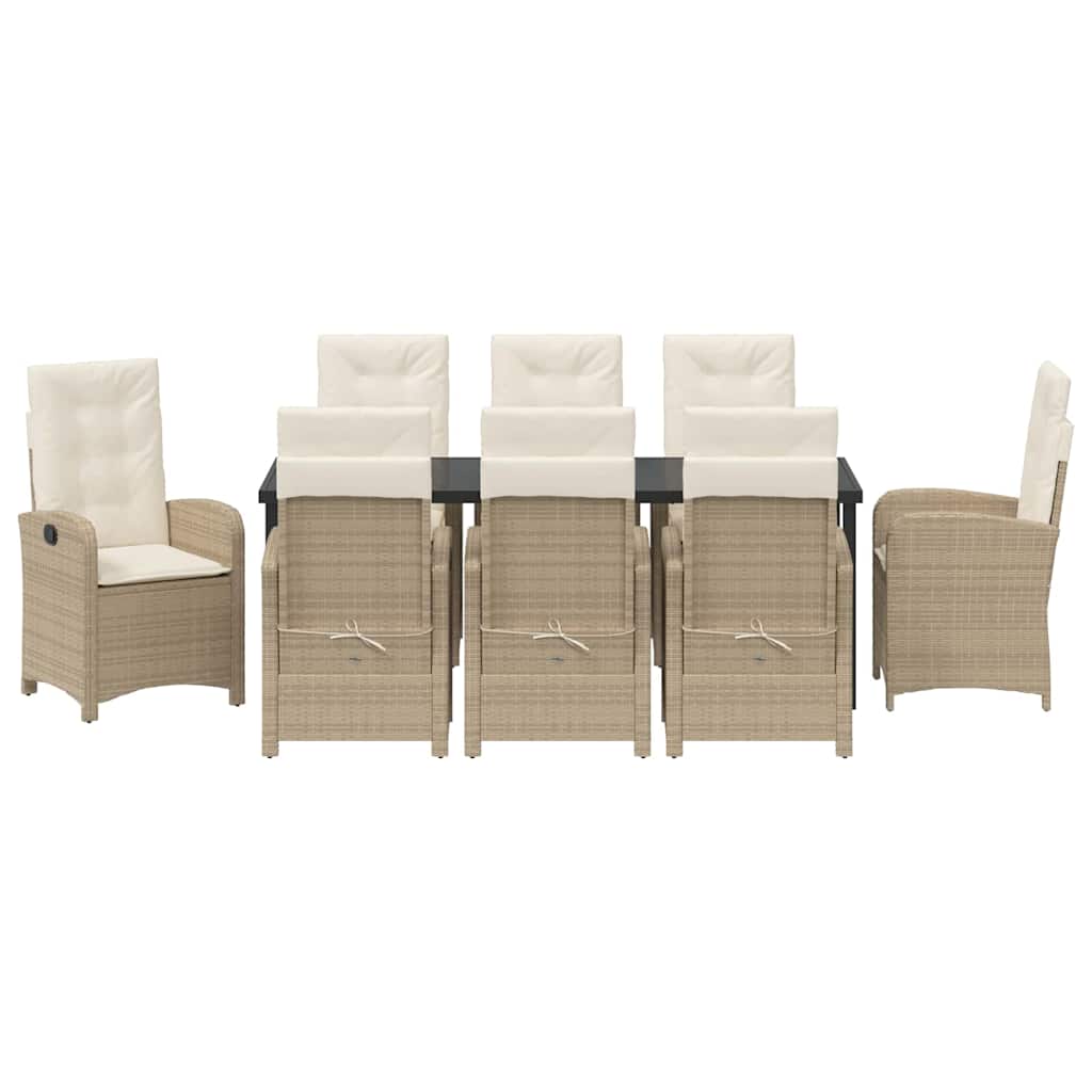 Garten Essgruppe mit Kissen 9 pcs Beige Poly-Rattan