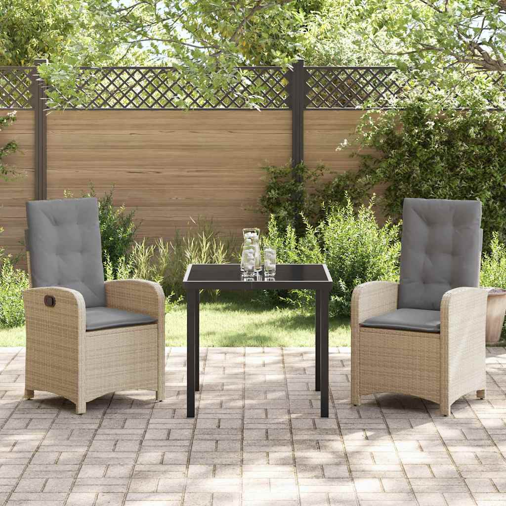 Garten Essgruppe mit Kissen 3 pcs Beige Poly-Rattan