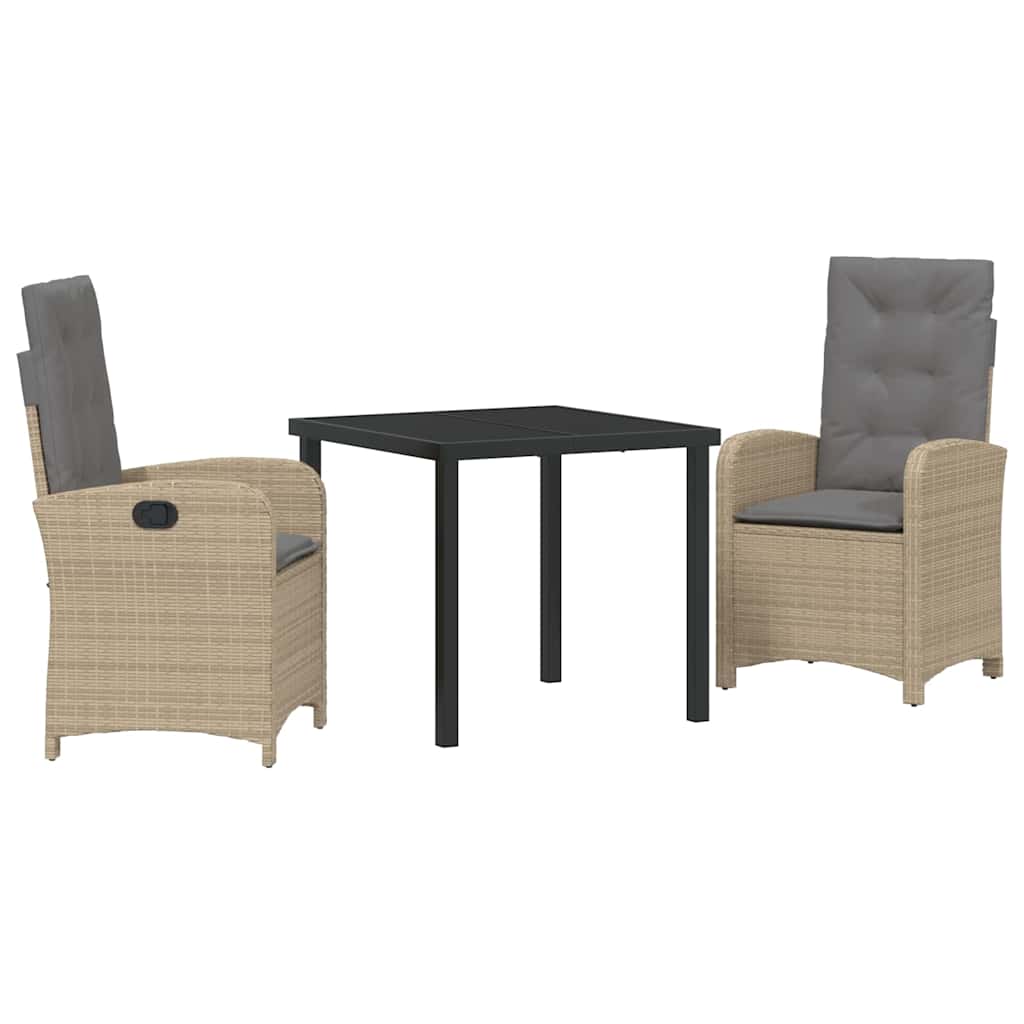 Garten Essgruppe mit Kissen 3 pcs Beige Poly-Rattan