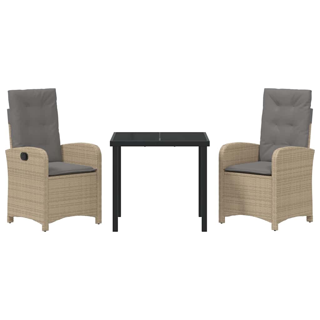 Garten Essgruppe mit Kissen 3 pcs Beige Poly-Rattan