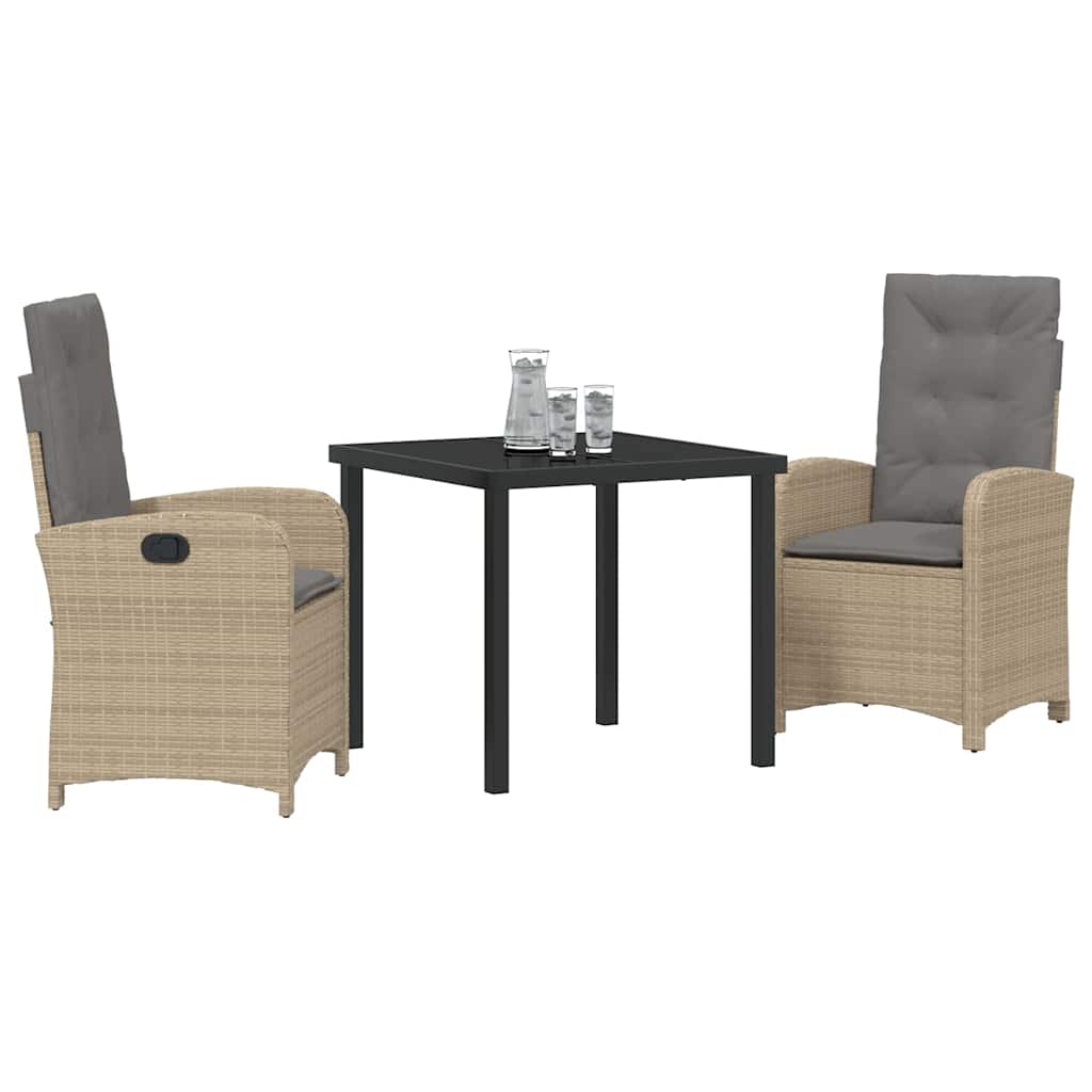 Garten Essgruppe mit Kissen 3 pcs Beige Poly-Rattan