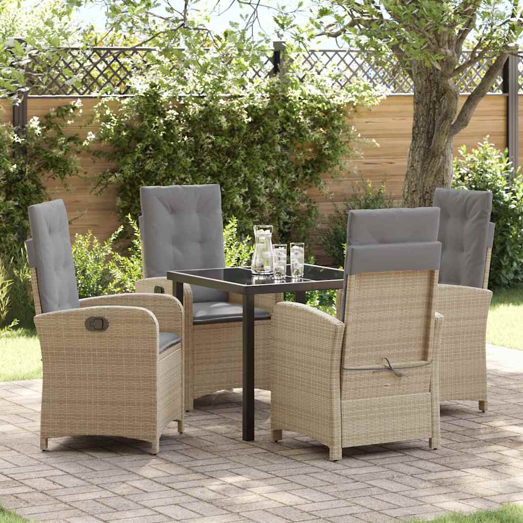Garten Essgruppe mit Kissen 5 pcs Beige Poly-Rattan