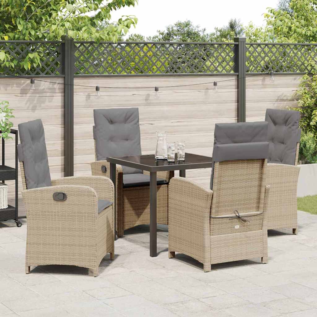 Garten Essgruppe mit Kissen 5 pcs Beige Poly-Rattan