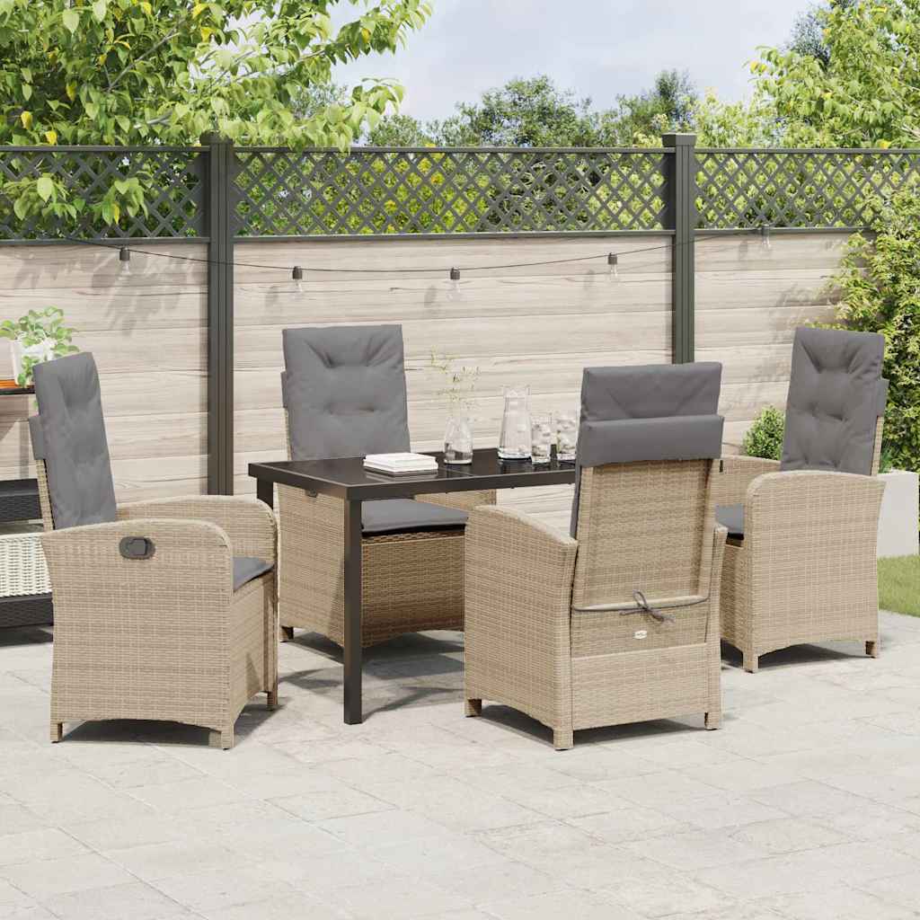 Garten Essgruppe mit Kissen 5 pcs Beige Poly-Rattan