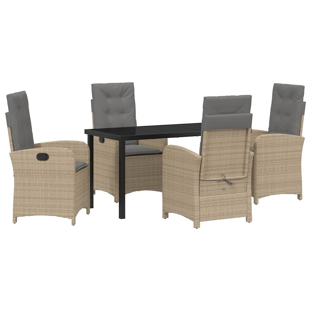 Garten Essgruppe mit Kissen 5 pcs Beige Poly-Rattan
