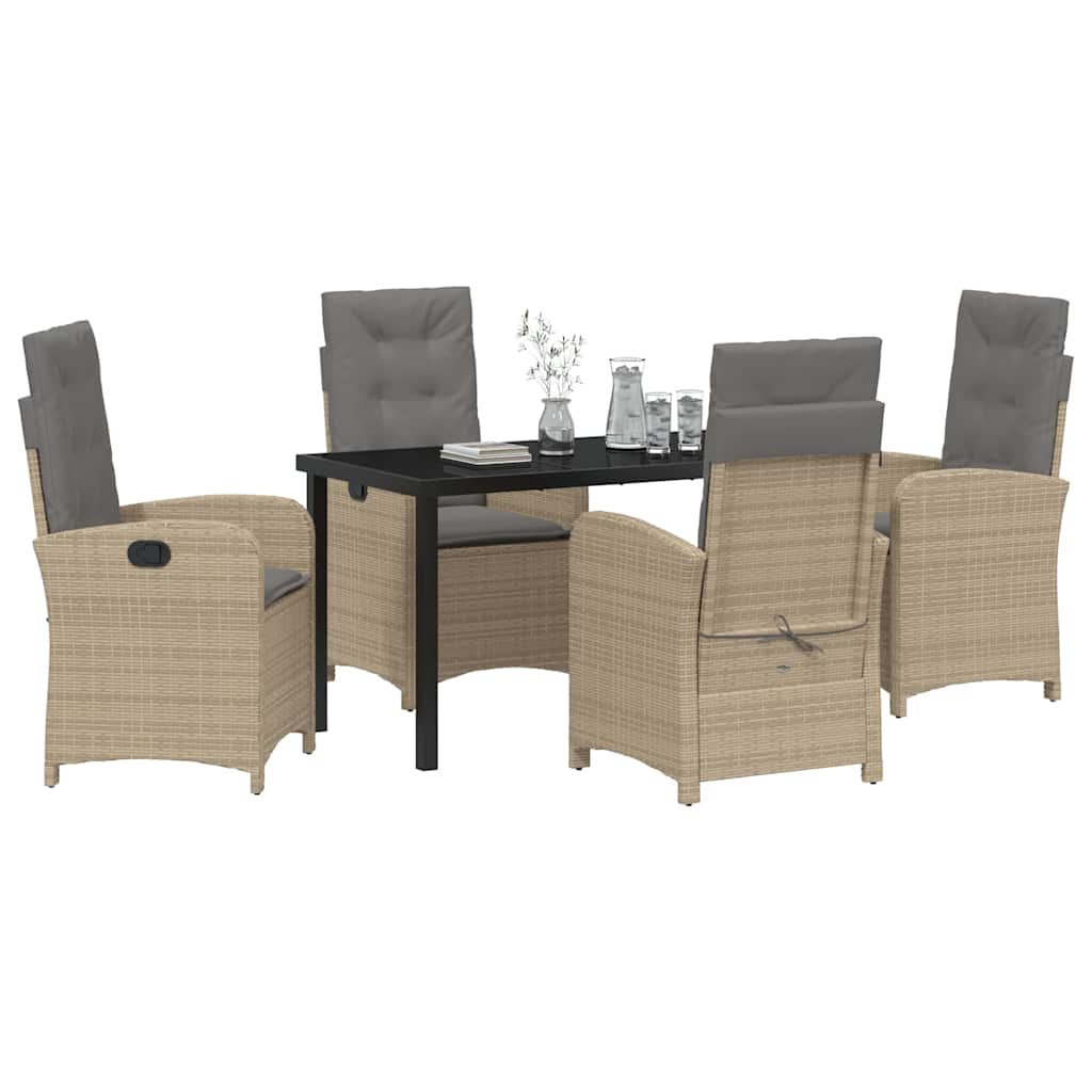 Garten Essgruppe mit Kissen 5 pcs Beige Poly-Rattan