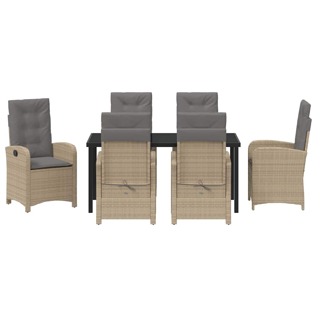 Garten Essgruppe mit Kissen 7 pcs Beige Poly-Rattan
