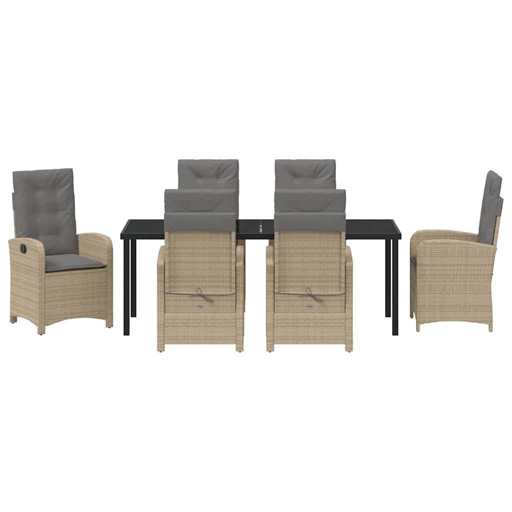 Garten Essgruppe mit Kissen 7 pcs Beige Poly-Rattan