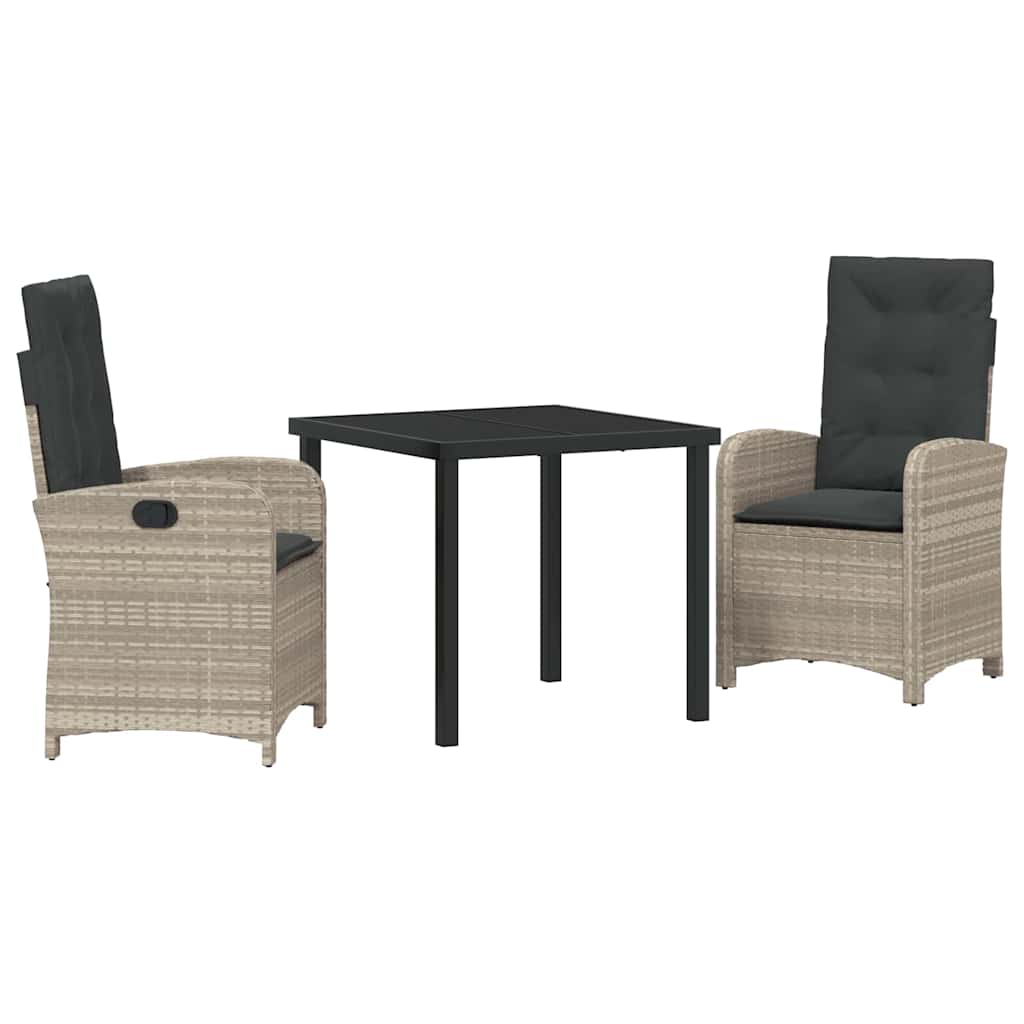 Garten Essgruppe mit Kissen 3 pcs Hellgrau Poly-Rattan