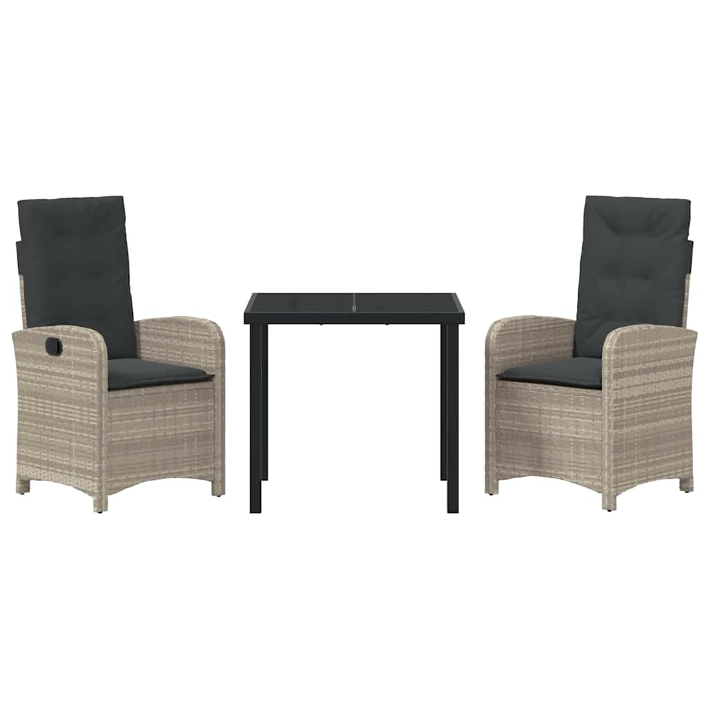 Garten Essgruppe mit Kissen 3 pcs Hellgrau Poly-Rattan
