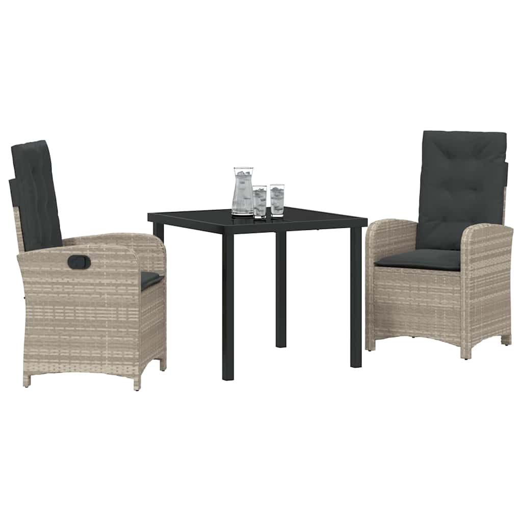 Garten Essgruppe mit Kissen 3 pcs Hellgrau Poly-Rattan