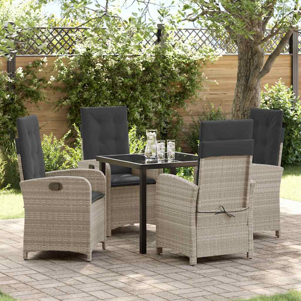 Garten Essgruppe mit Kissen 5 pcs Hellgrau Poly-Rattan