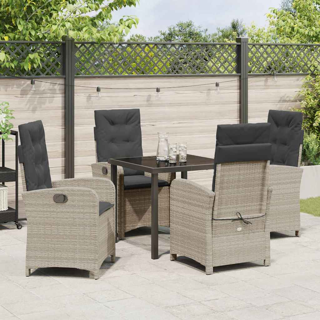 Garten Essgruppe mit Kissen 5 pcs Hellgrau Poly-Rattan