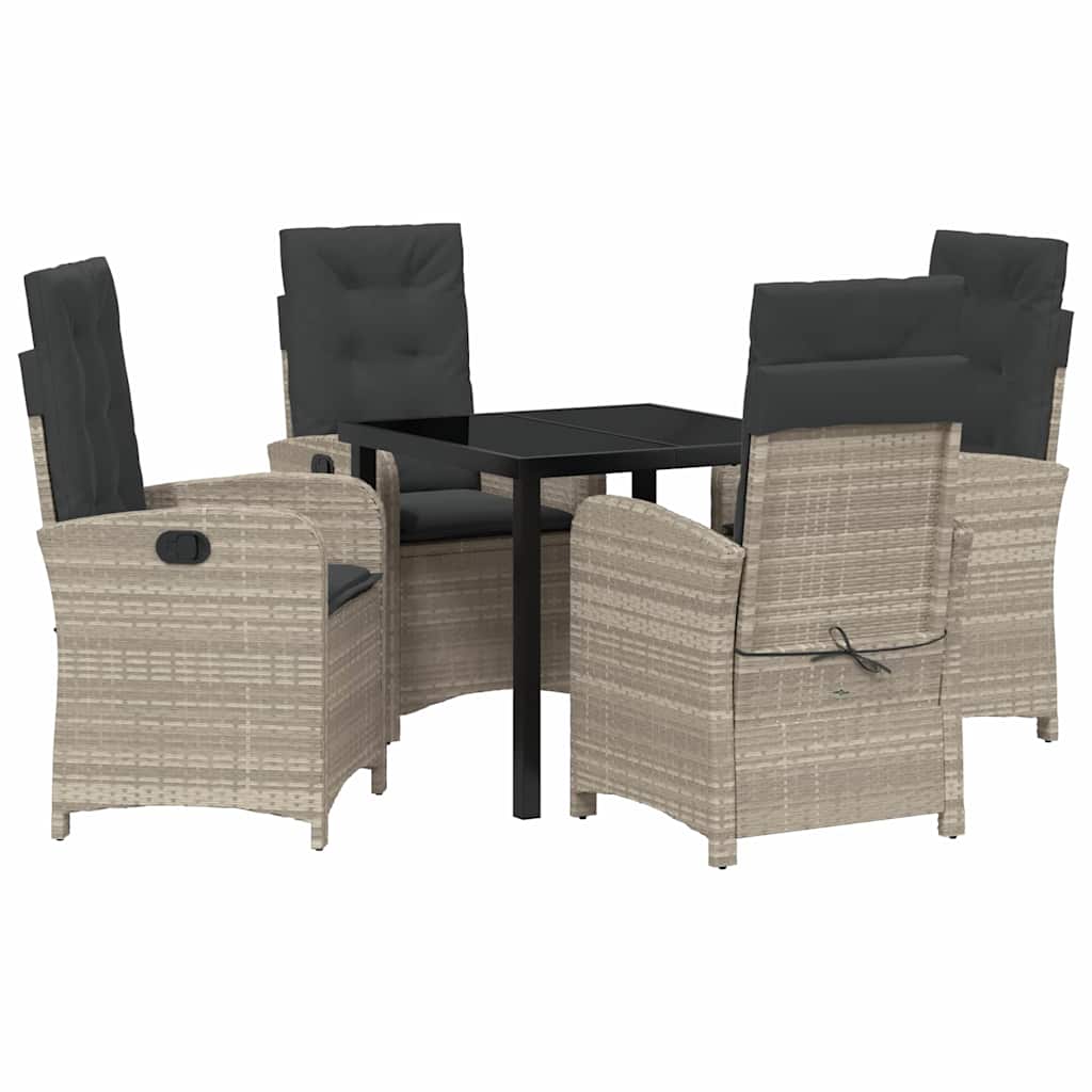Garten Essgruppe mit Kissen 5 pcs Hellgrau Poly-Rattan