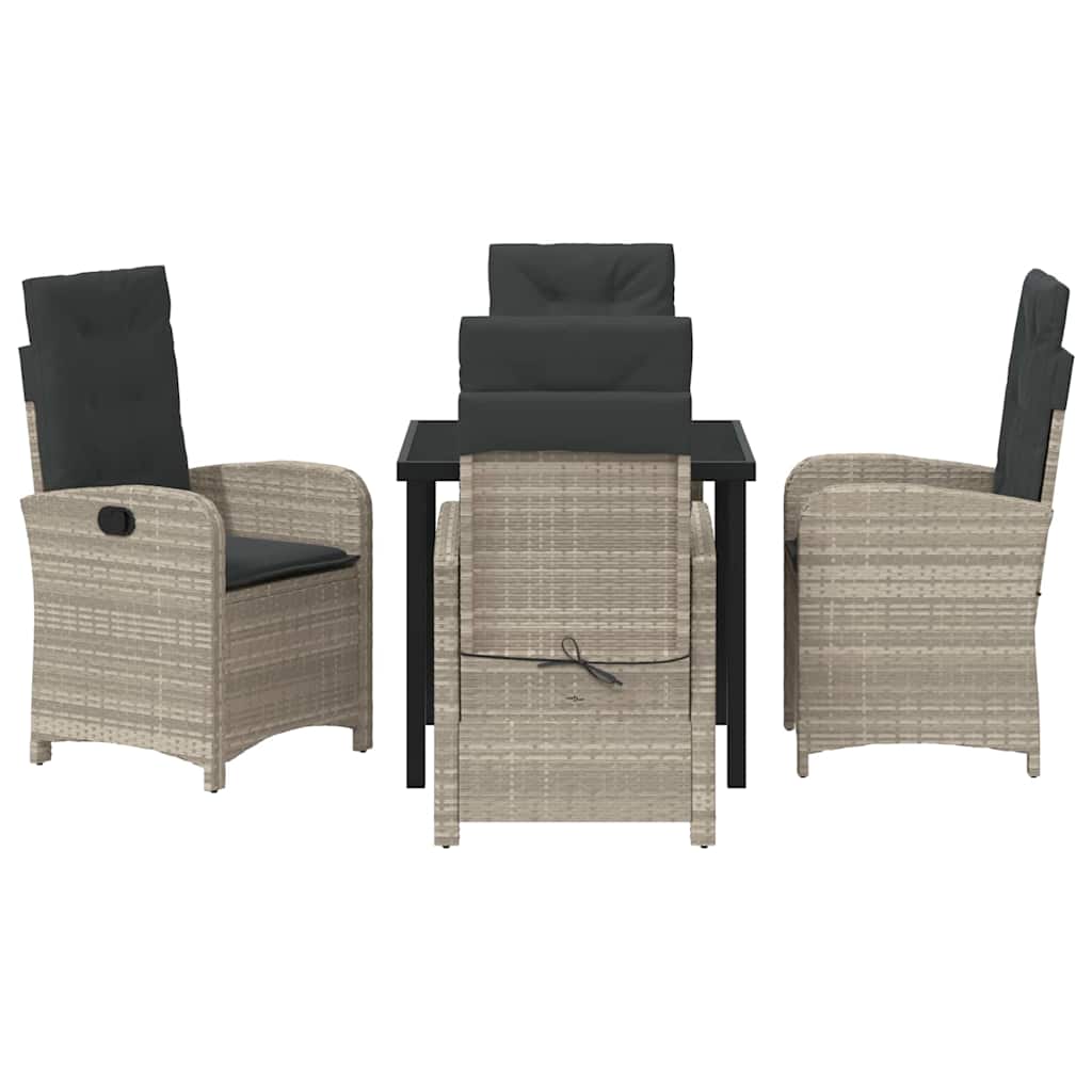 Garten Essgruppe mit Kissen 5 pcs Hellgrau Poly-Rattan