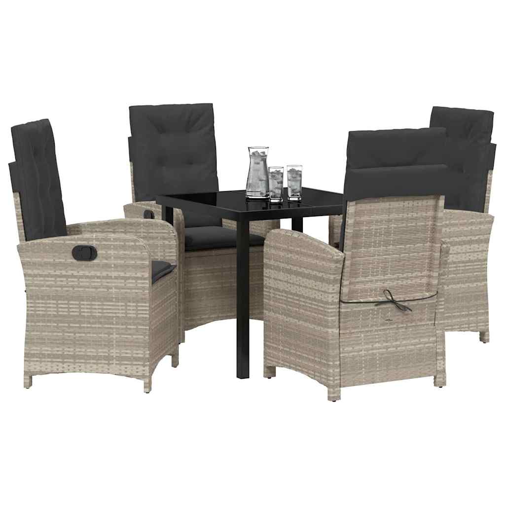 Garten Essgruppe mit Kissen 5 pcs Hellgrau Poly-Rattan
