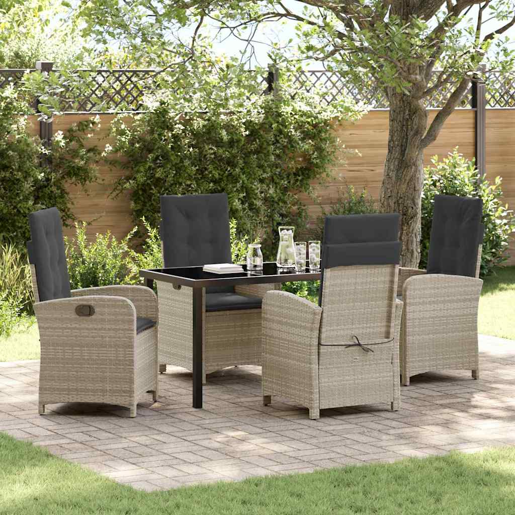 Garten Essgruppe mit Kissen 5 pcs Hellgrau Poly-Rattan