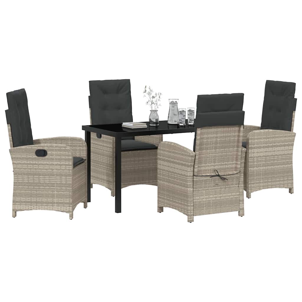 Garten Essgruppe mit Kissen 5 pcs Hellgrau Poly-Rattan