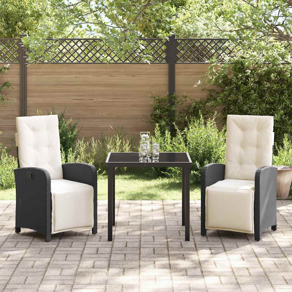 Garten Essgruppe mit Kissen 3 pcs Schwarz Poly-Rattan