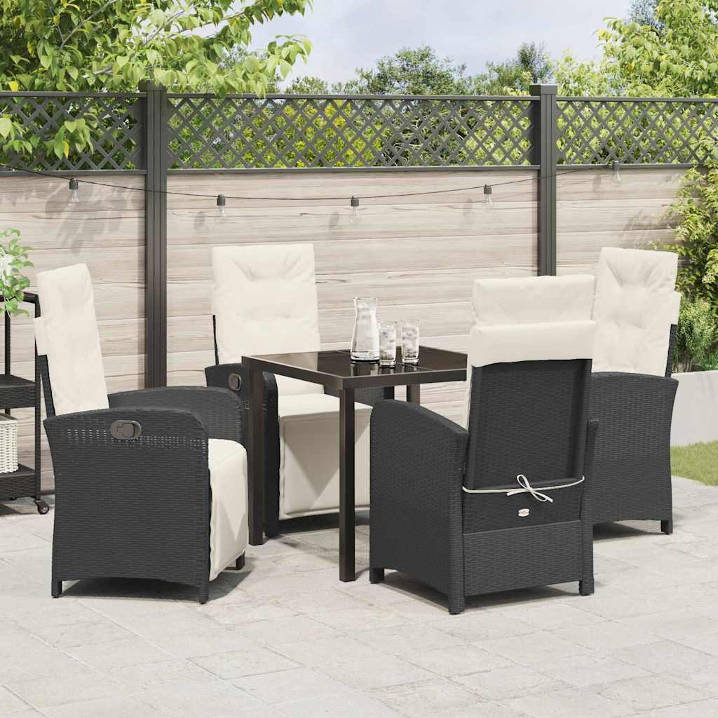 Garten Essgruppe mit Kissen 5 pcs Schwarz Poly-Rattan