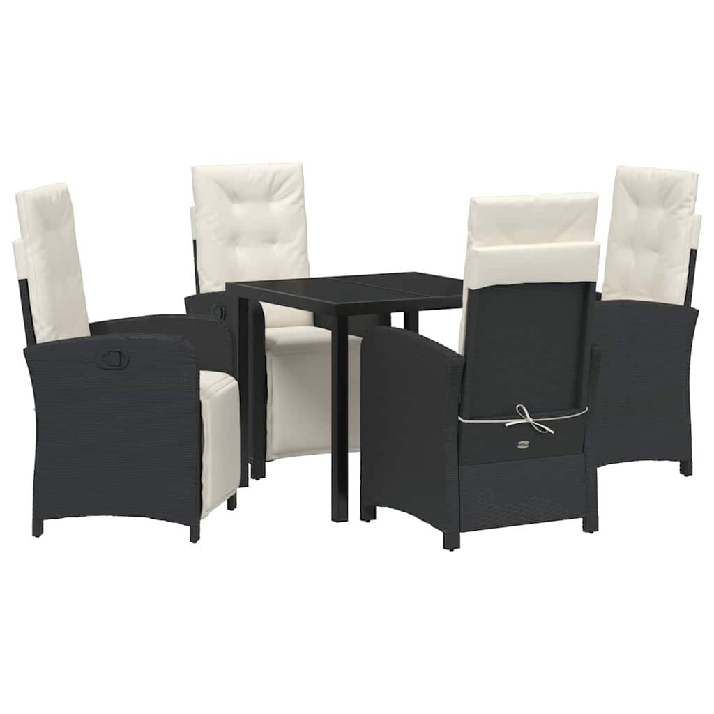 Garten Essgruppe mit Kissen 5 pcs Schwarz Poly-Rattan