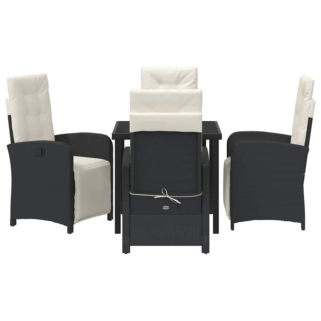 Garten Essgruppe mit Kissen 5 pcs Schwarz Poly-Rattan