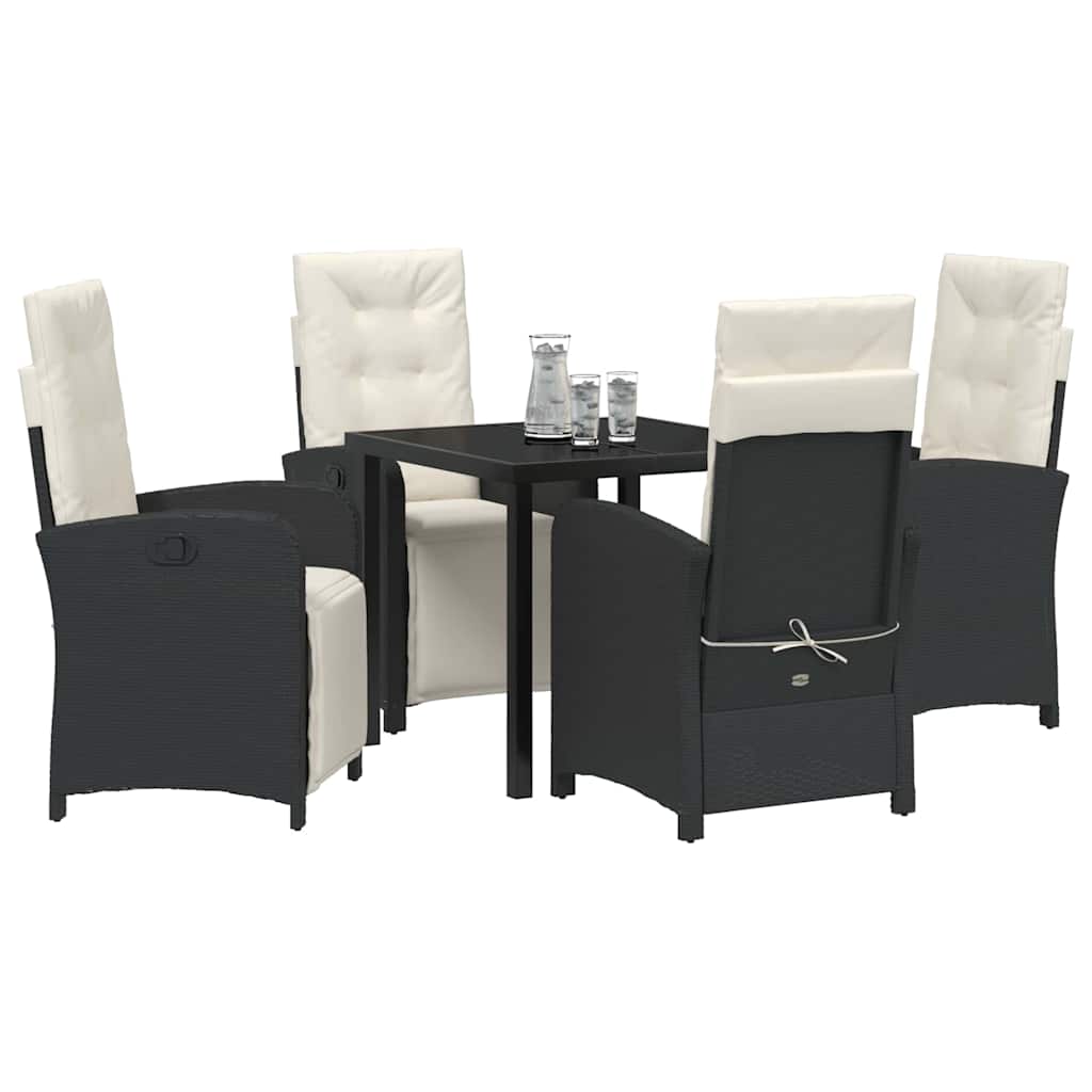 Garten Essgruppe mit Kissen 5 pcs Schwarz Poly-Rattan