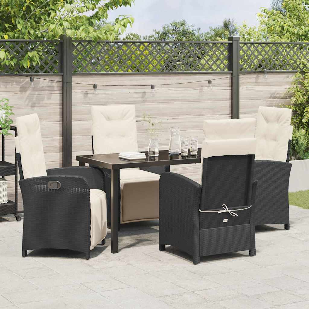 Garten Essgruppe mit Kissen 5 pcs Schwarz Poly-Rattan
