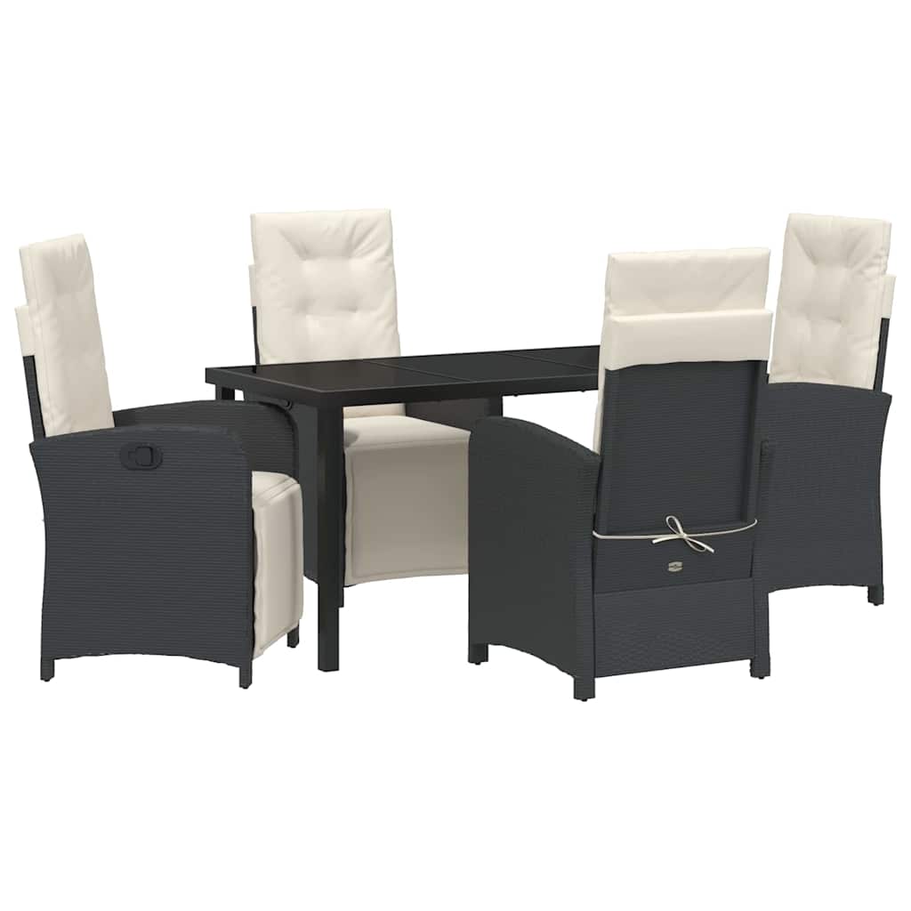 Garten Essgruppe mit Kissen 5 pcs Schwarz Poly-Rattan
