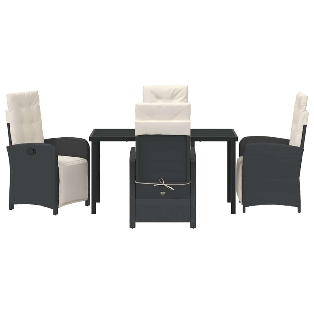 Garten Essgruppe mit Kissen 5 pcs Schwarz Poly-Rattan