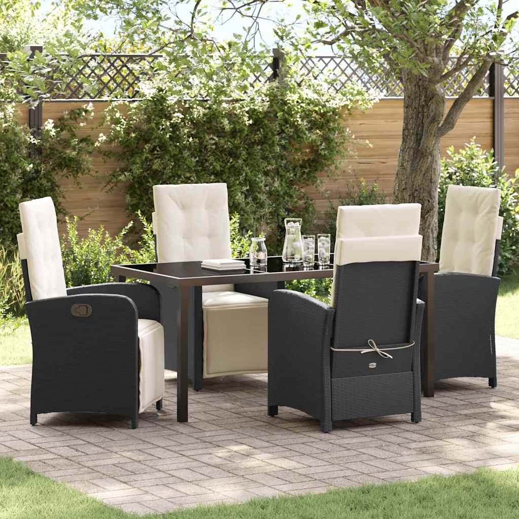 Garten Essgruppe mit Kissen 5 pcs Schwarz Poly-Rattan