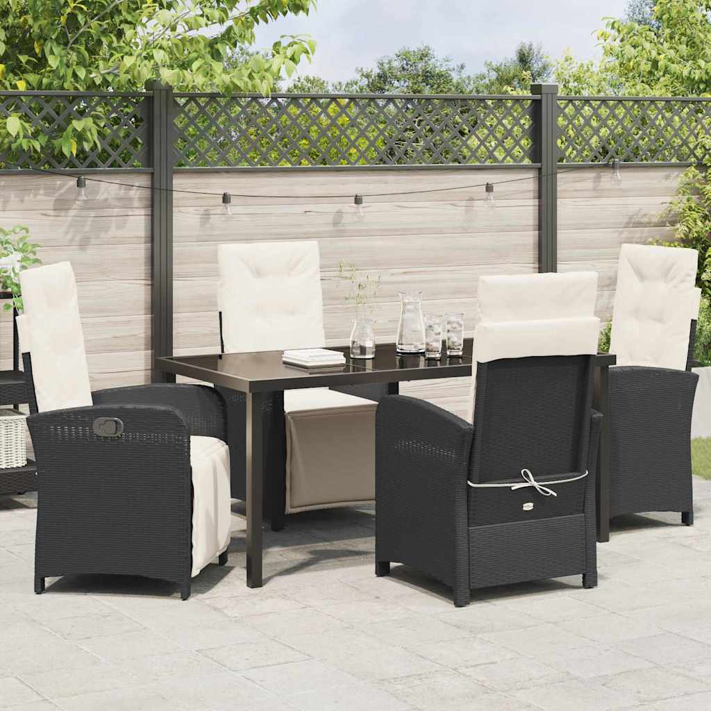 Garten Essgruppe mit Kissen 5 pcs Schwarz Poly-Rattan