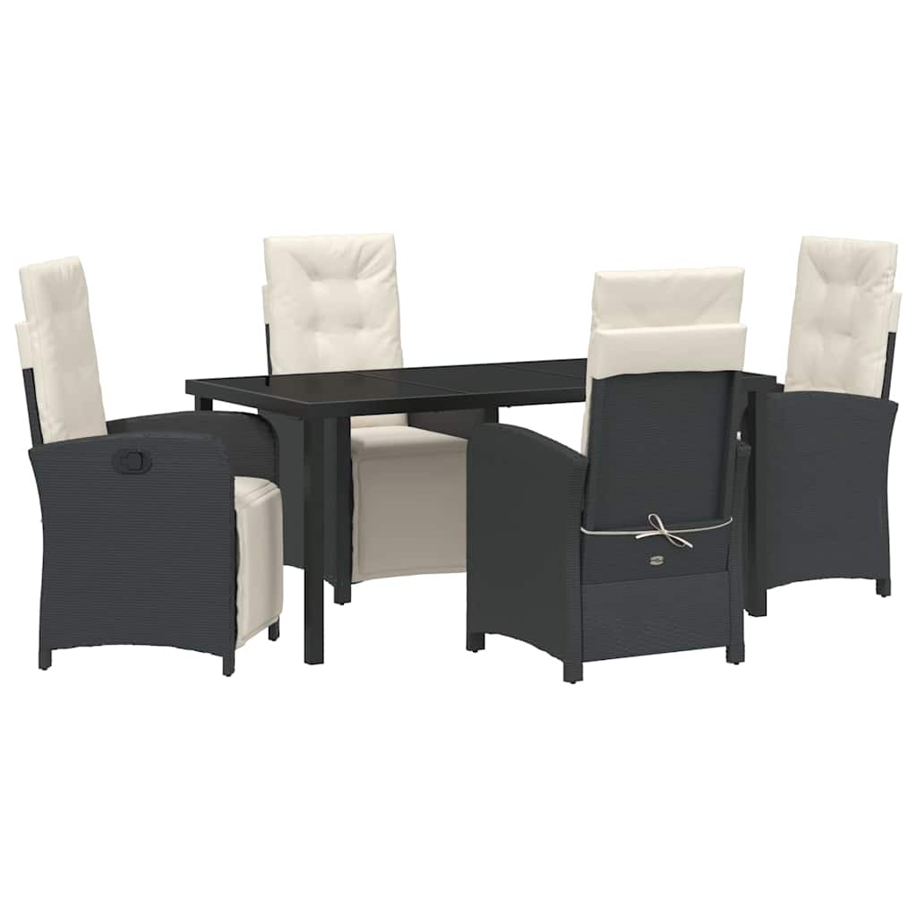 Garten Essgruppe mit Kissen 5 pcs Schwarz Poly-Rattan