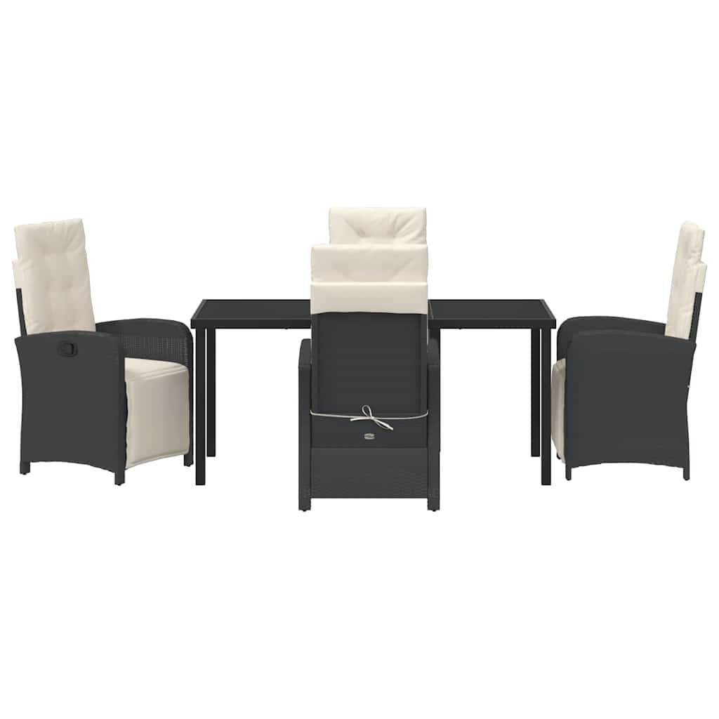Garten Essgruppe mit Kissen 5 pcs Schwarz Poly-Rattan