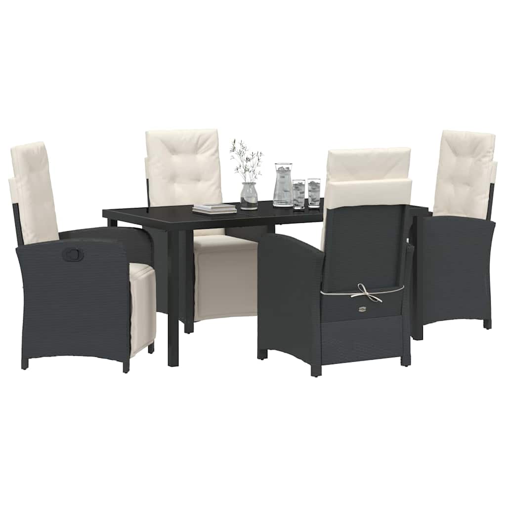 Garten Essgruppe mit Kissen 5 pcs Schwarz Poly-Rattan
