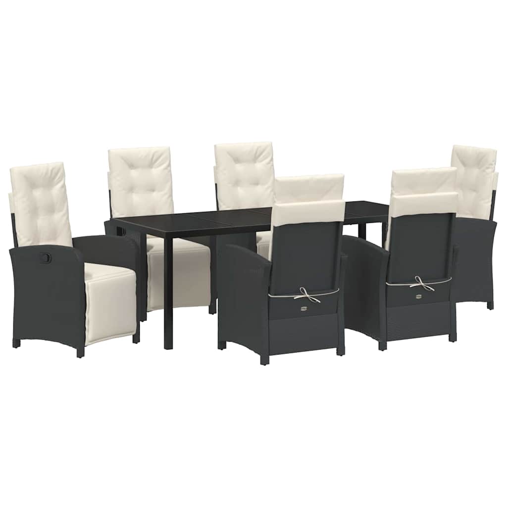 Garten Essgruppe mit Kissen 7 pcs Schwarz Poly-Rattan