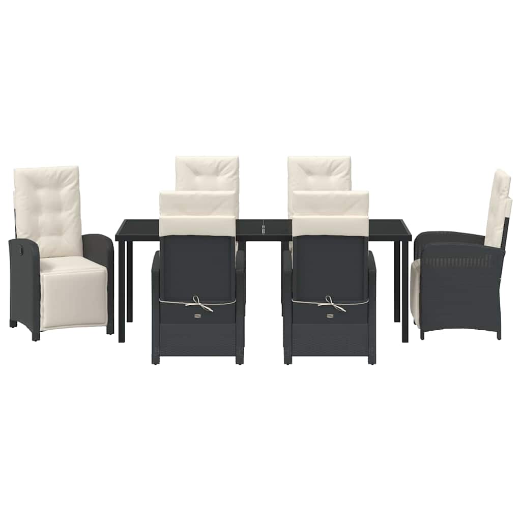 Garten Essgruppe mit Kissen 7 pcs Schwarz Poly-Rattan