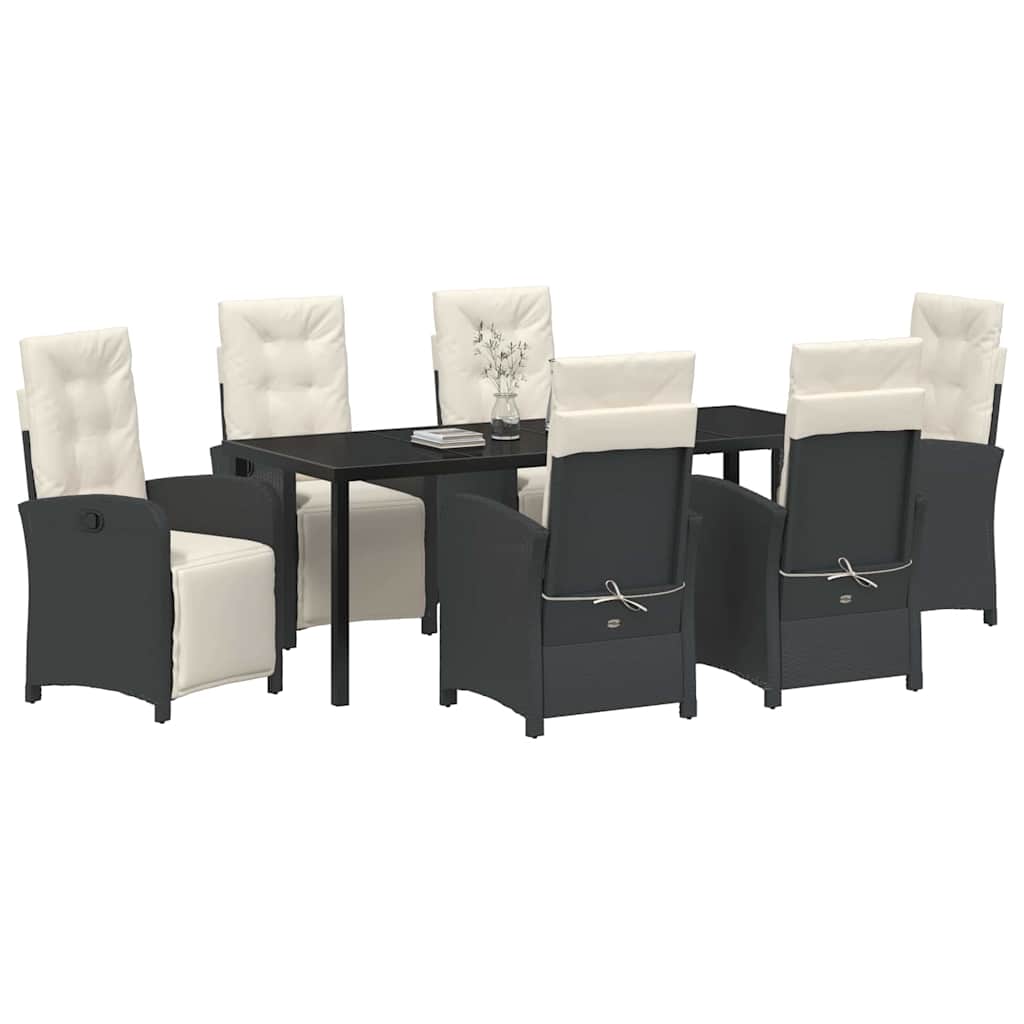 Garten Essgruppe mit Kissen 7 pcs Schwarz Poly-Rattan