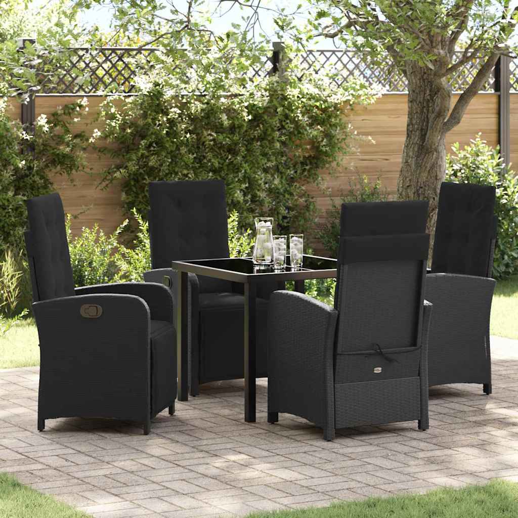 Garten Essgruppe mit Kissen 5 pcs Schwarz Poly-Rattan