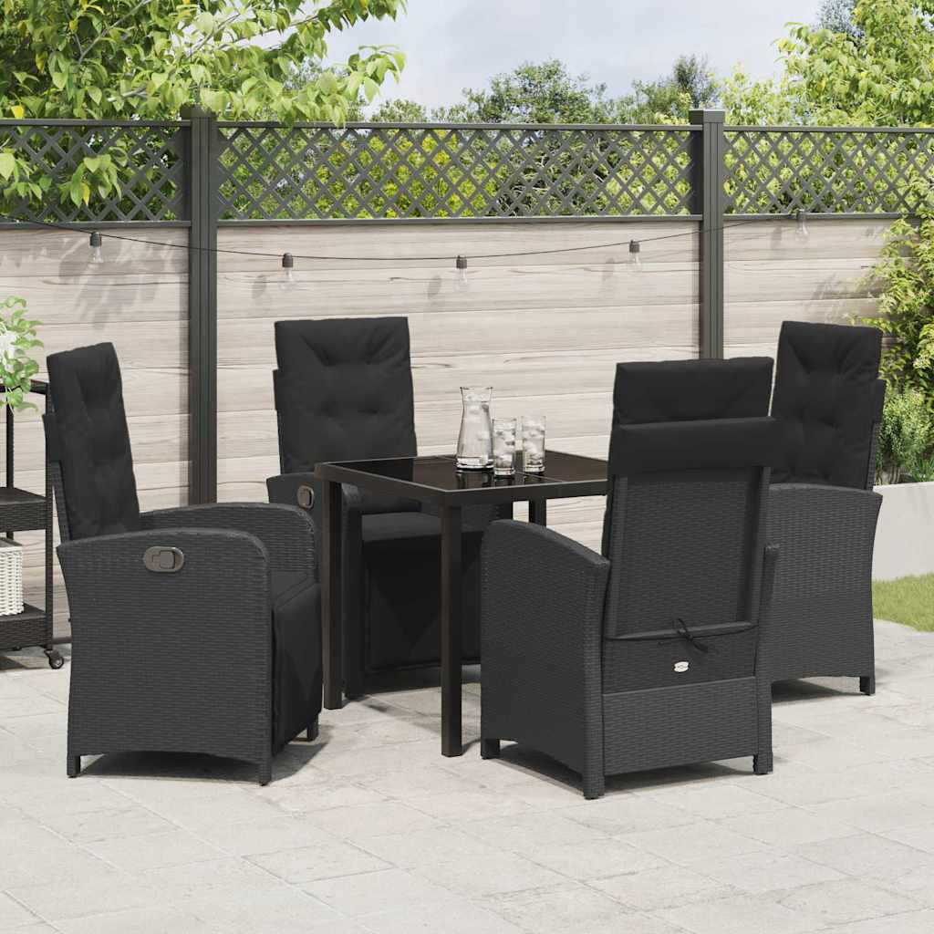 Garten Essgruppe mit Kissen 5 pcs Schwarz Poly-Rattan