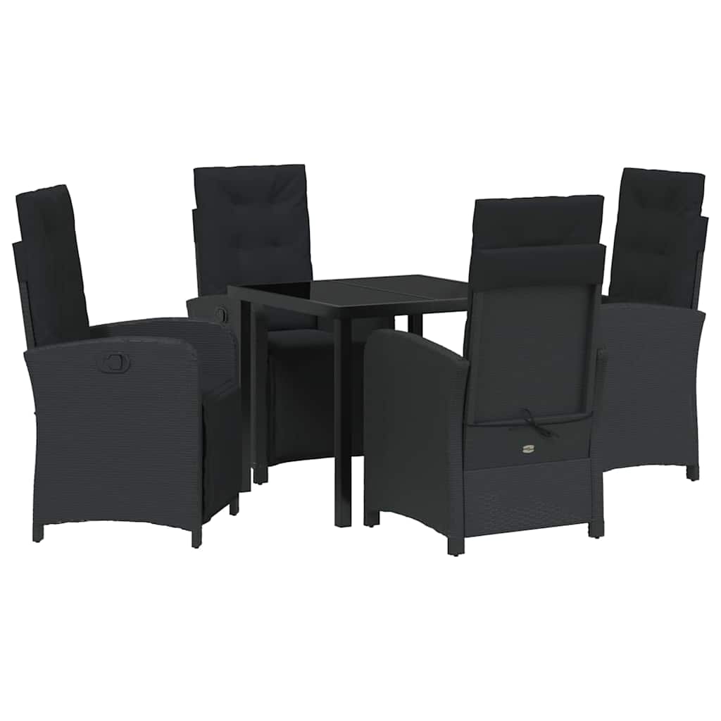 Garten Essgruppe mit Kissen 5 pcs Schwarz Poly-Rattan